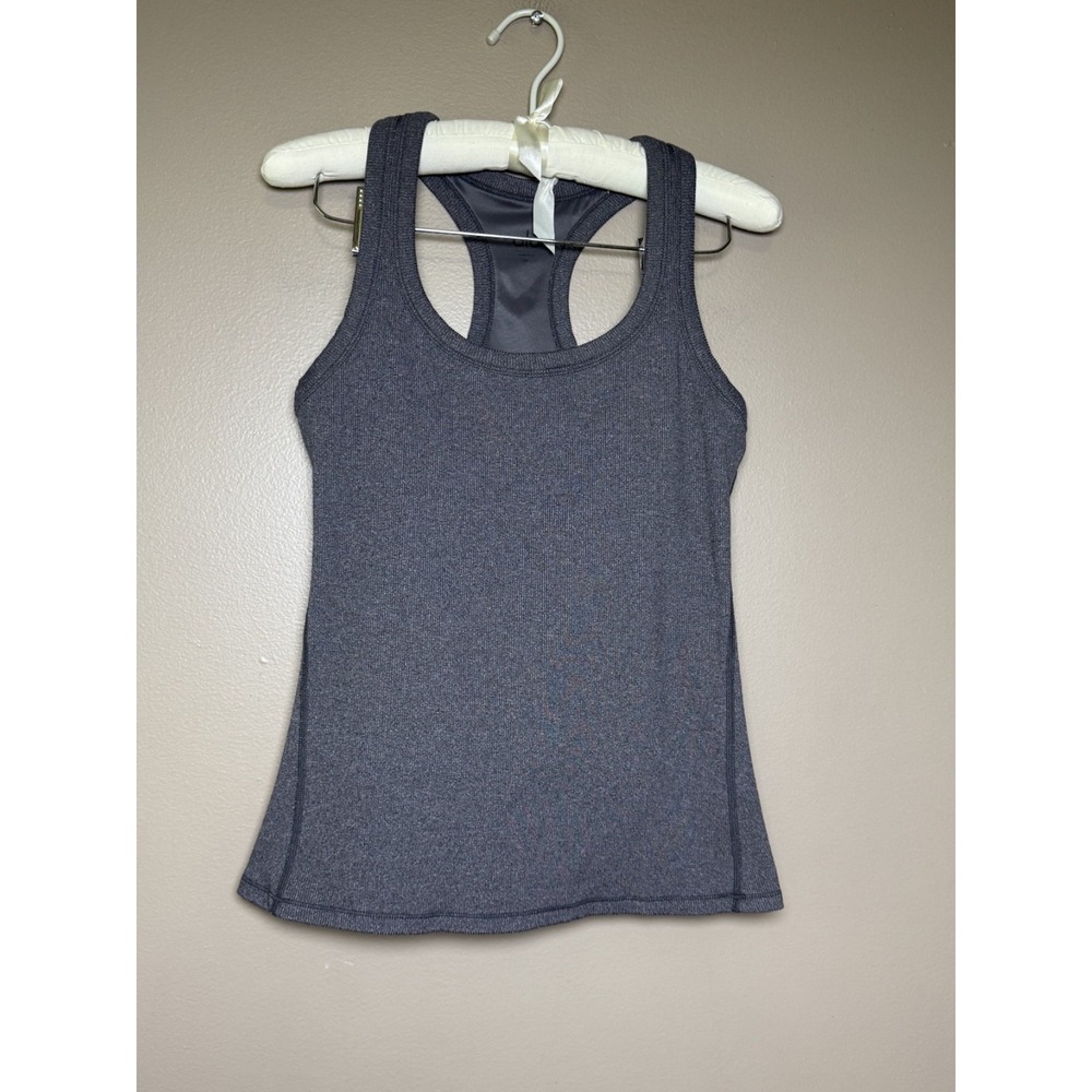 Alo Women's Dark Gray Ribbed Racerback Tank Scoop Neck Stretch Slim Fit Size M**